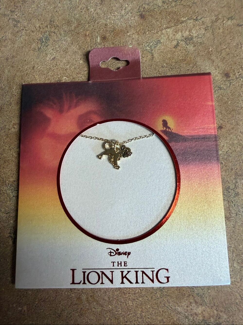 Disney The Lion King Simba Dainty Necklace LA Rocks Gold Tone NWT